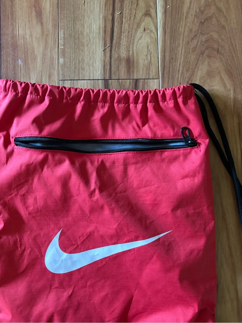 Nike Red and Black Drawstring Gym Sack with Front Zip